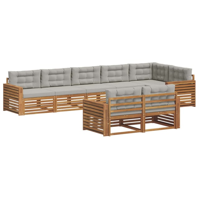 vidaXL Outdoor-Sofagarnitur mit Kissen 25-Tlg Natur und Hellgrau 3373666