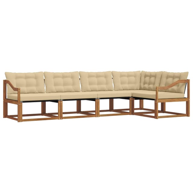 vidaXL Outdoor-Sofagarnitur mit Kissen 5-Tlg Natur und Beige 3369468