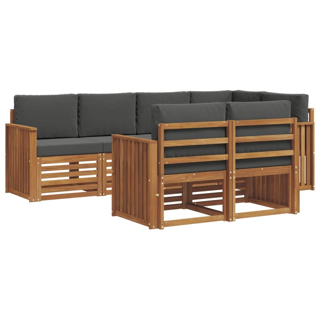 vidaXL Sofagarnituren 7 Tlg Natur und Anthrazit Massivholz Akazie 3374967