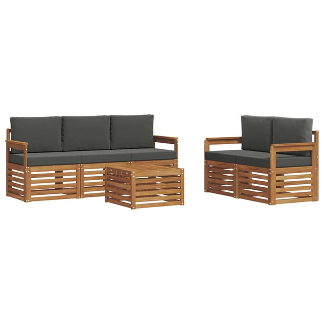 vidaXL Sofagarnituren 6 Tlg Natur und Anthrazit Massivholz Akazie 3374357