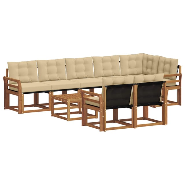 vidaXL Outdoor-Sofagarnitur mit Kissen 9-Tlg Natur und Beige 3368812