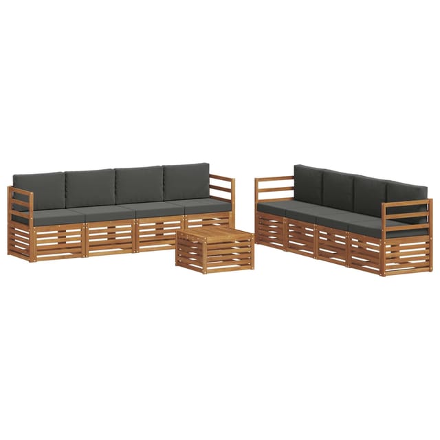 vidaXL Sofagarnituren 9 Tlg Natur und Anthrazit Massivholz Akazie 3374552