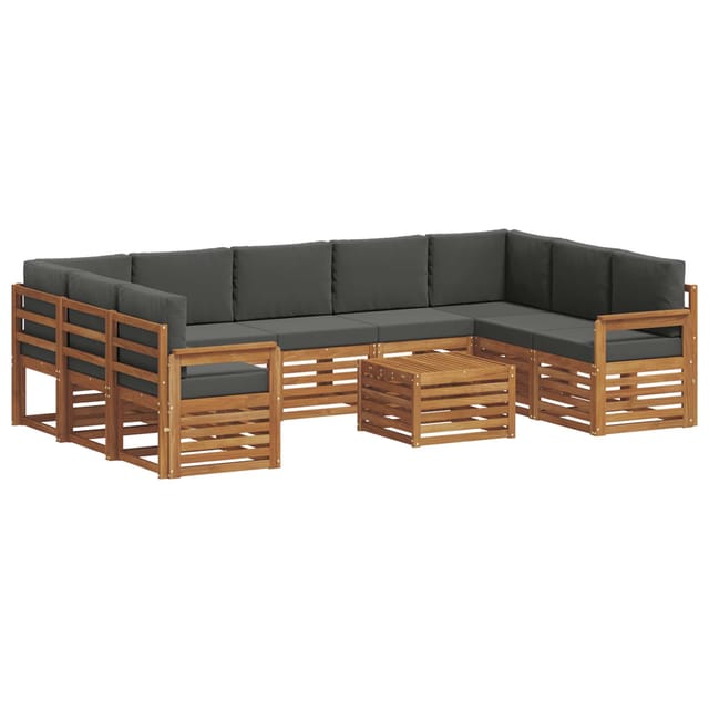 vidaXL Sofagarnituren 10 Tlg Natur und Anthrazit Massivholz Akazie 3375507