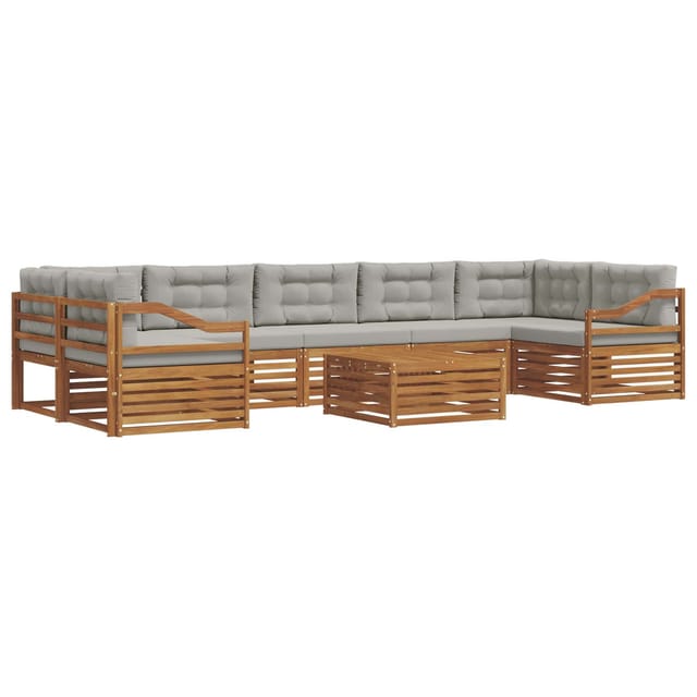 vidaXL Outdoor-Sofagarnitur mit Kissen 24-Tlg Natur und Hellgrau 3373196