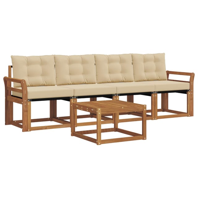 vidaXL Outdoor-Sofagarnitur mit Kissen 5-Tlg Natur und Beige 3368380