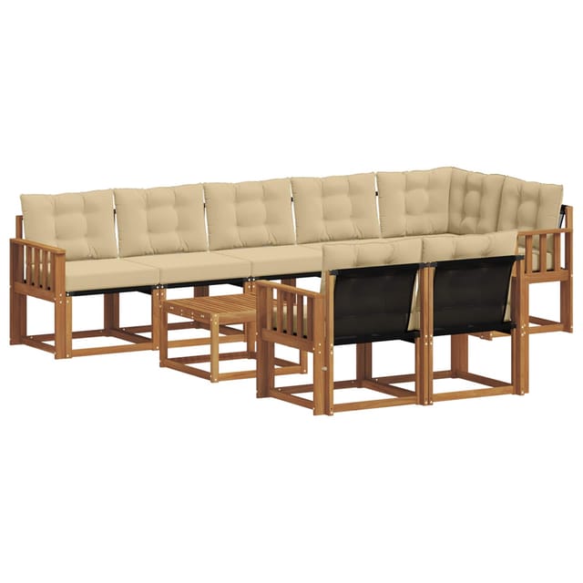 vidaXL Outdoor-Sofagarnitur mit Kissen 9-Tlg Natur und Beige 3368808