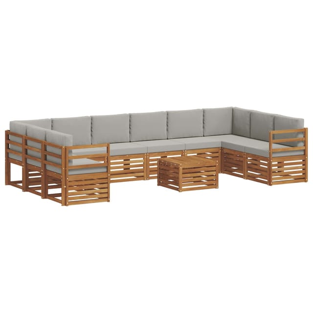 vidaXL Sofagarnituren 11 Tlg Natur und Hellgrau Massivholz Akazie 3375581
