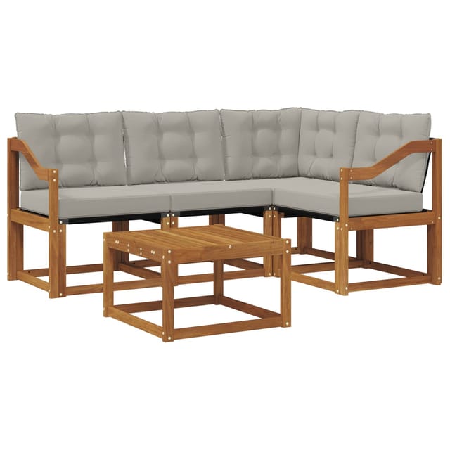 vidaXL Outdoor-Sofagarnitur mit Kissen 5-Tlg Natur und Hellgrau 3368650