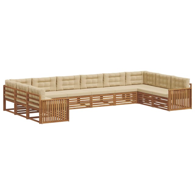 vidaXL Sofagarnituren 10 Tlg Natur und Beige Massivholz Akazie 3374208
