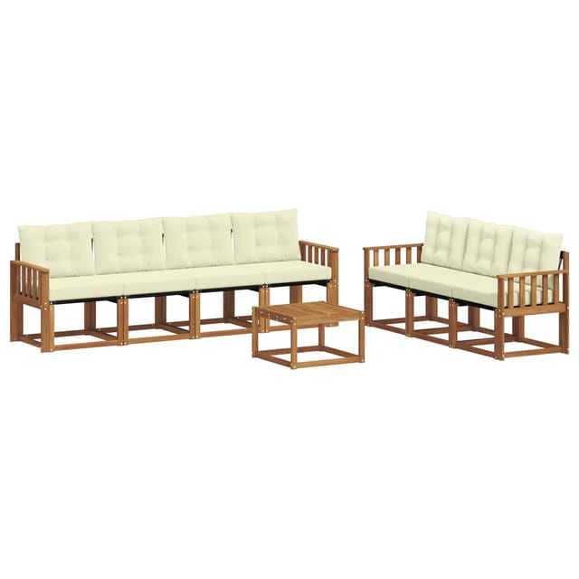 vidaXL Outdoor-Sofagarnitur mit Kissen 8-Tlg Natur und Creme 3368469