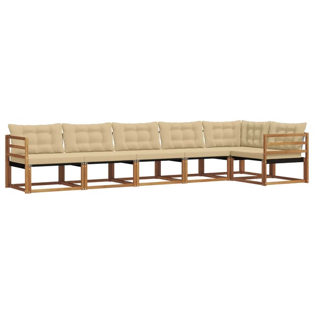 vidaXL Outdoor-Sofagarnitur mit Kissen 6-Tlg Natur und Beige 3369496