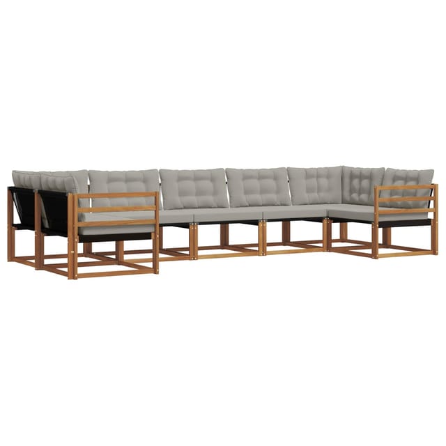 vidaXL Outdoor-Sofagarnitur mit Kissen 7-Tlg Natur und Hellgrau 3369806