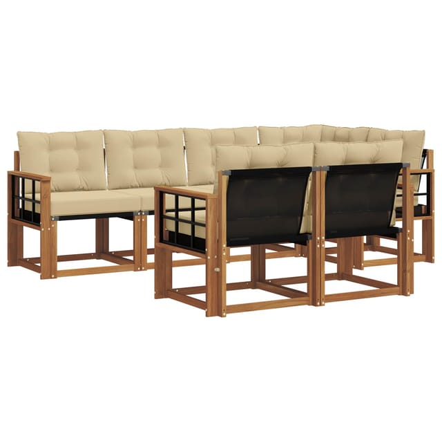 vidaXL Outdoor-Sofagarnitur mit Kissen 7-Tlg Natur und Beige 3368768