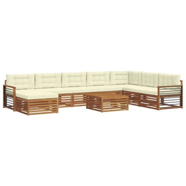 vidaXL Sofagarnituren 9 Tlg Natur und Creme Massivholz Akazie 3373990