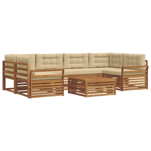 vidaXL Outdoor-Sofagarnitur mit Kissen 8-Tlg Natur und Beige 3373103