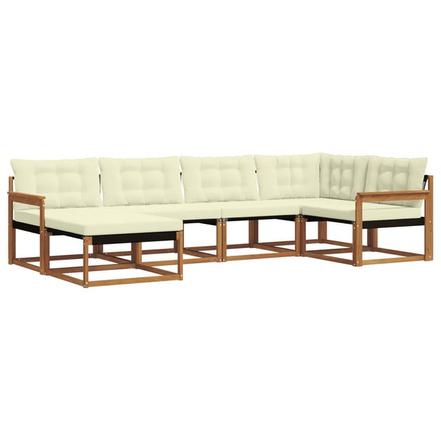 vidaXL Outdoor-Sofagarnitur 18-Tlg Natur und Creme Massivholz Akazie 3369617