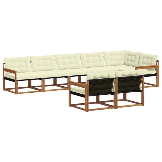 vidaXL Outdoor-Sofagarnitur mit Kissen 8-Tlg Natur und Creme 3369569