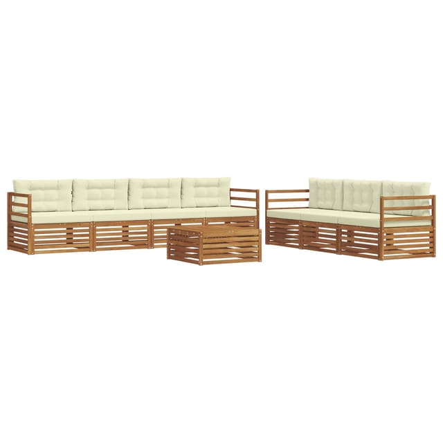 vidaXL Outdoor-Sofagarnitur mit Kissen 8-Tlg Natur und Creme 3373120