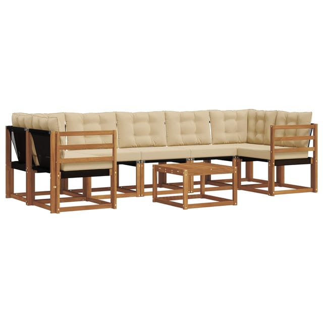 vidaXL Outdoor-Sofagarnitur mit Kissen 8-Tlg Natur und Beige 3368488