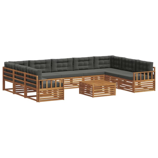 vidaXL Sofagarnituren 10 Tlg Natur und Anthrazit Massivholz Akazie 3374162