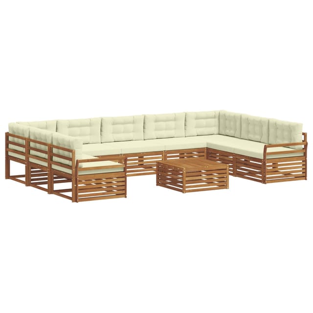 vidaXL Sofagarnituren 10 Tlg Natur und Creme Massivholz Akazie 3374170