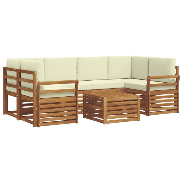 vidaXL Sofagarnituren 7 Tlg Natur und Creme Massivholz Akazie 3374450