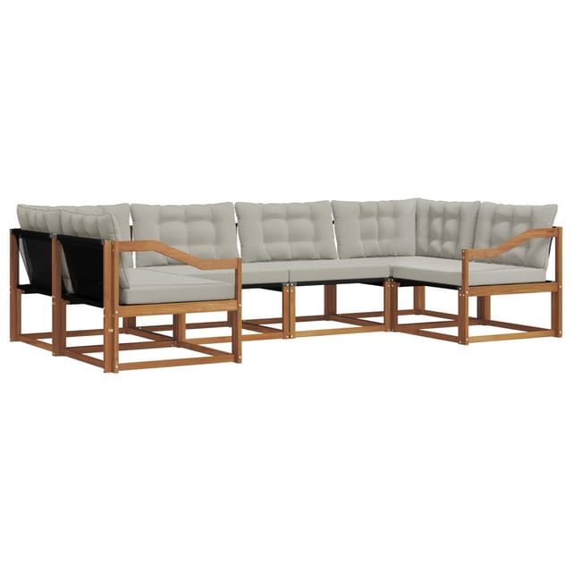 vidaXL Outdoor-Sofagarnitur mit Kissen 6-Tlg Natur und Hellgrau 3369802