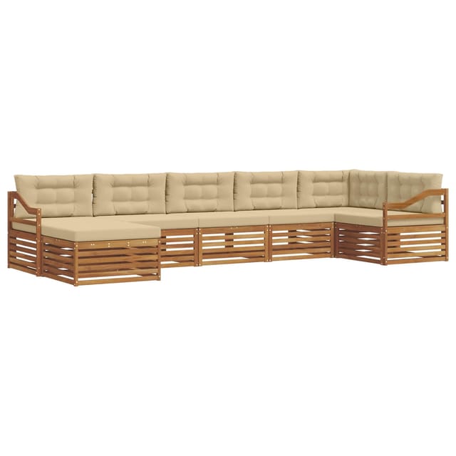 vidaXL Sofagarnituren 7 Tlg Natur und Beige Massivholz Akazie 3373838