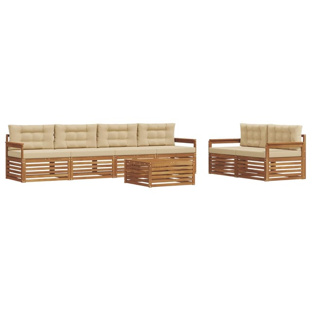 vidaXL Outdoor-Sofagarnitur mit Kissen 7-Tlg Natur und Beige 3373048