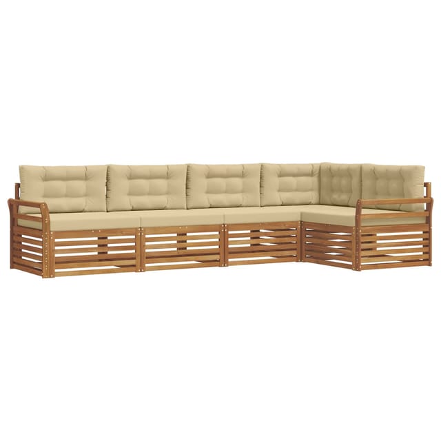 vidaXL Outdoor-Sofagarnitur mit Kissen 5-Tlg Natur und Beige 3373463