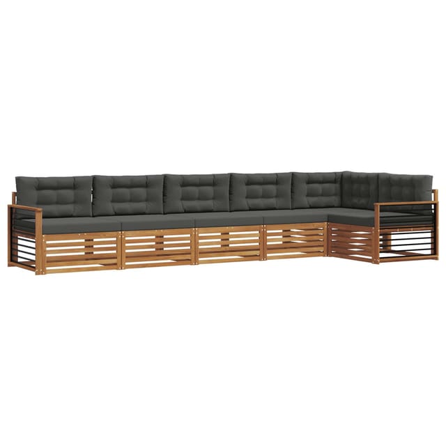vidaXL Outdoor-Sofagarnitur mit Kissen 6-Tlg Natur und Anthrazit 3373552