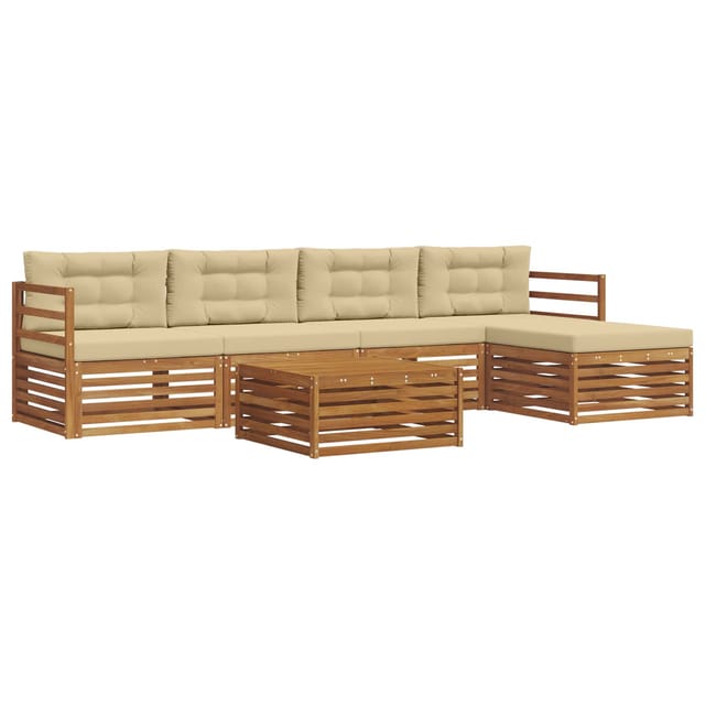 vidaXL Outdoor-Sofagarnitur mit Kissen 6-Tlg Natur und Beige 3373323