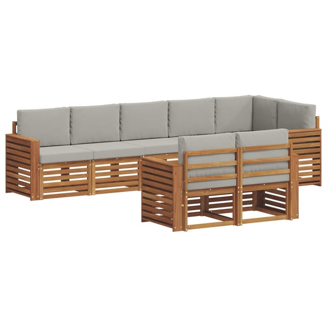 vidaXL Sofagarnituren 8 Tlg Natur und Hellgrau Massivholz Akazie 3375016