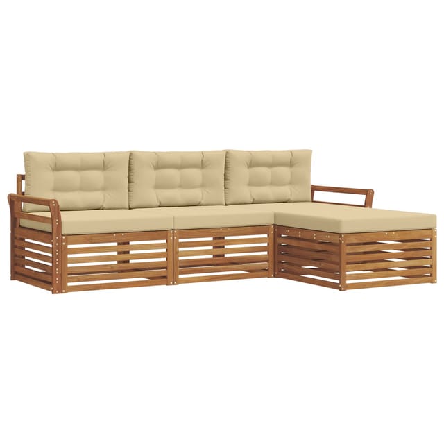 vidaXL Outdoor-Sofagarnitur mit Kissen 4-Tlg Natur und Beige 3373263