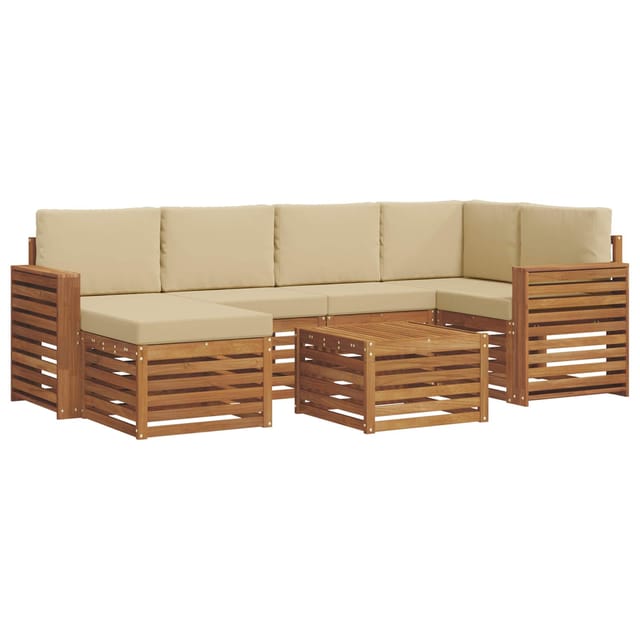 vidaXL Sofagarnituren 7 Tlg Natur und Beige Massivholz Akazie 3375138