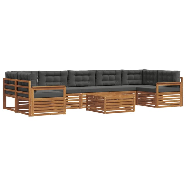 vidaXL Outdoor-Sofagarnitur mit Kissen 8-Tlg Natur und Anthrazit 3373172