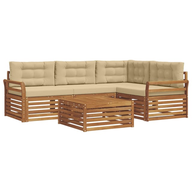 vidaXL Outdoor-Sofagarnitur mit Kissen 5-Tlg Natur und Beige 3373423
