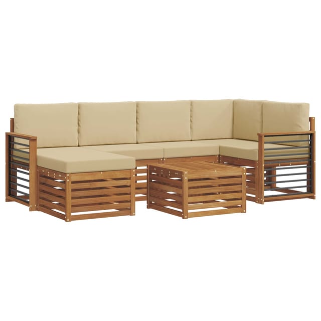 vidaXL Sofagarnituren 7 Tlg Natur und Beige Massivholz Akazie 3375143