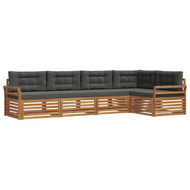 vidaXL Outdoor-Sofagarnitur mit Kissen 5-Tlg Natur und Anthrazit 3373462