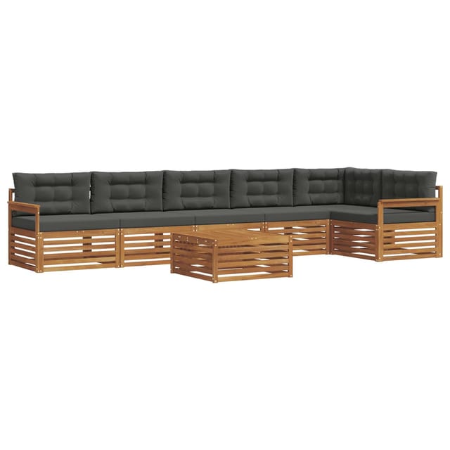 vidaXL Outdoor-Sofagarnitur mit Kissen 7-Tlg Natur und Anthrazit 3373567