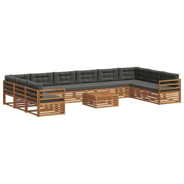 vidaXL Sofagarnituren 11 Tlg Natur und Anthrazit Massivholz Akazie 3374232