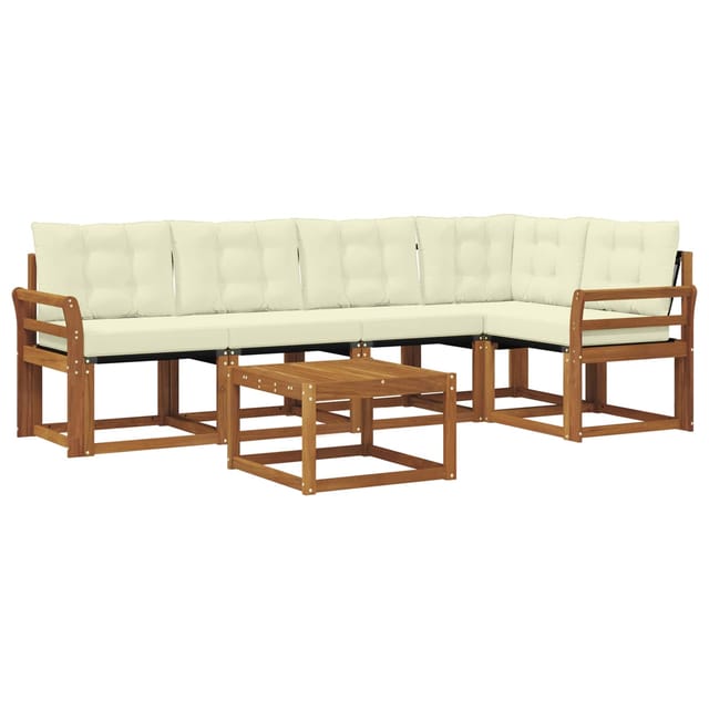 vidaXL Outdoor-Sofagarnitur mit Kissen 6-Tlg Natur und Creme 3368689