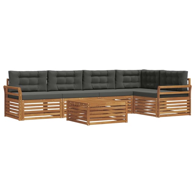 vidaXL Outdoor-Sofagarnitur mit Kissen 6-Tlg Natur und Anthrazit 3373502