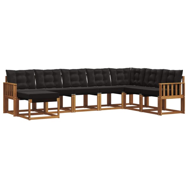 vidaXL Outdoor-Sofagarnitur mit Kissen 8-Tlg Natur und Schwarz 3368951