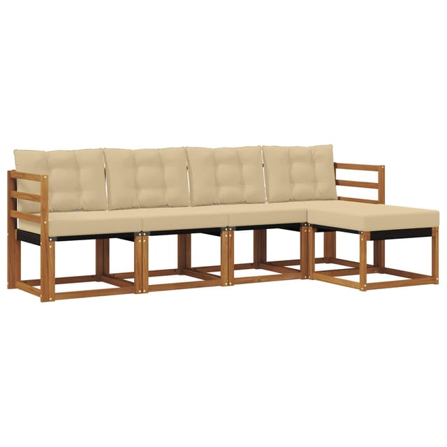 vidaXL Outdoor-Sofagarnitur mit Kissen 5-Tlg Natur und Beige 3368560