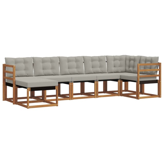 vidaXL Outdoor-Sofagarnitur mit Kissen 7-Tlg Natur und Hellgrau 3368870