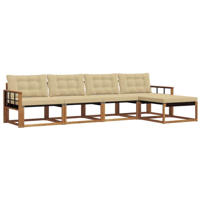 vidaXL Outdoor-Sofagarnitur mit Kissen 5-Tlg Natur und Beige 3369368