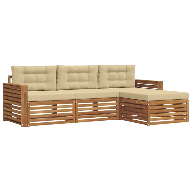 vidaXL Outdoor-Sofagarnitur mit Kissen 4-Tlg Natur und Beige 3373268