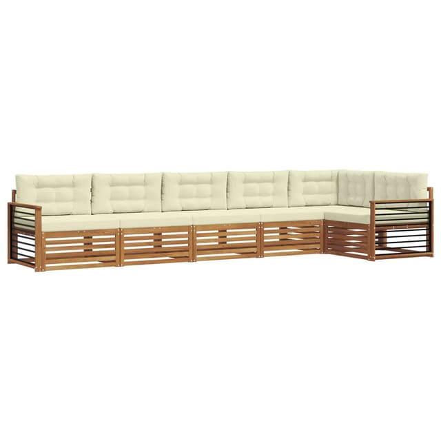 vidaXL Outdoor-Sofagarnitur mit Kissen 6-Tlg Natur und Creme 3373550