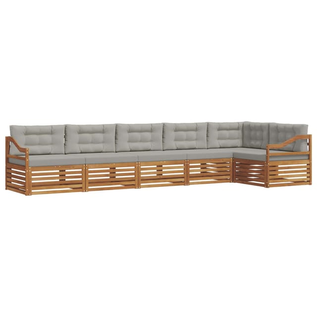 vidaXL Outdoor-Sofagarnitur mit Kissen 19-Tlg Natur und Hellgrau 3373556
